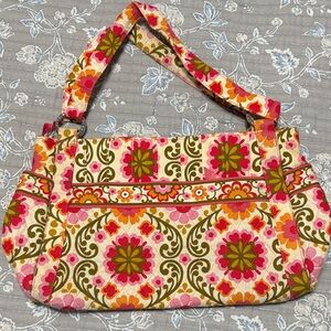 Vera Bradley Pink and Green Floral Shoulder Bag
